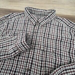 Royal Robbins Shirt Mens Extra Large Brown Plaid Relaxed Fit Outdoor